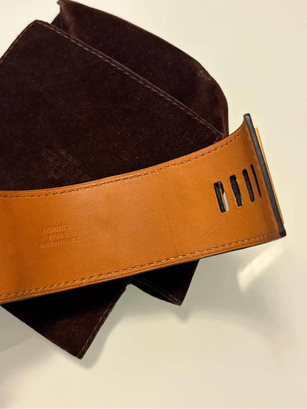 Hermes chocolate brown Collier de chien CDC Bracelet with Gold Hardware